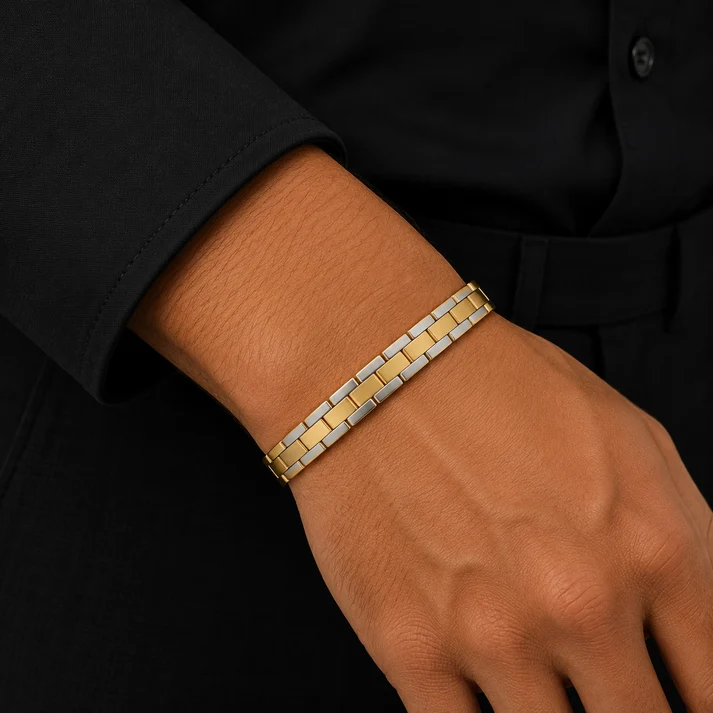 22KT Two-Tone Gold Link Bracelet - Image 2
