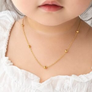 18K Gold Beaded Chain Necklace for Kids