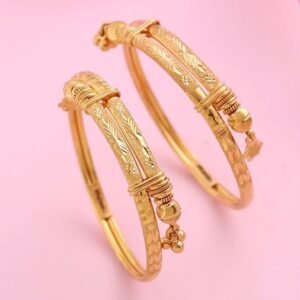 22K Gold Diamond-Cut Kada Bangles (Set of 2)