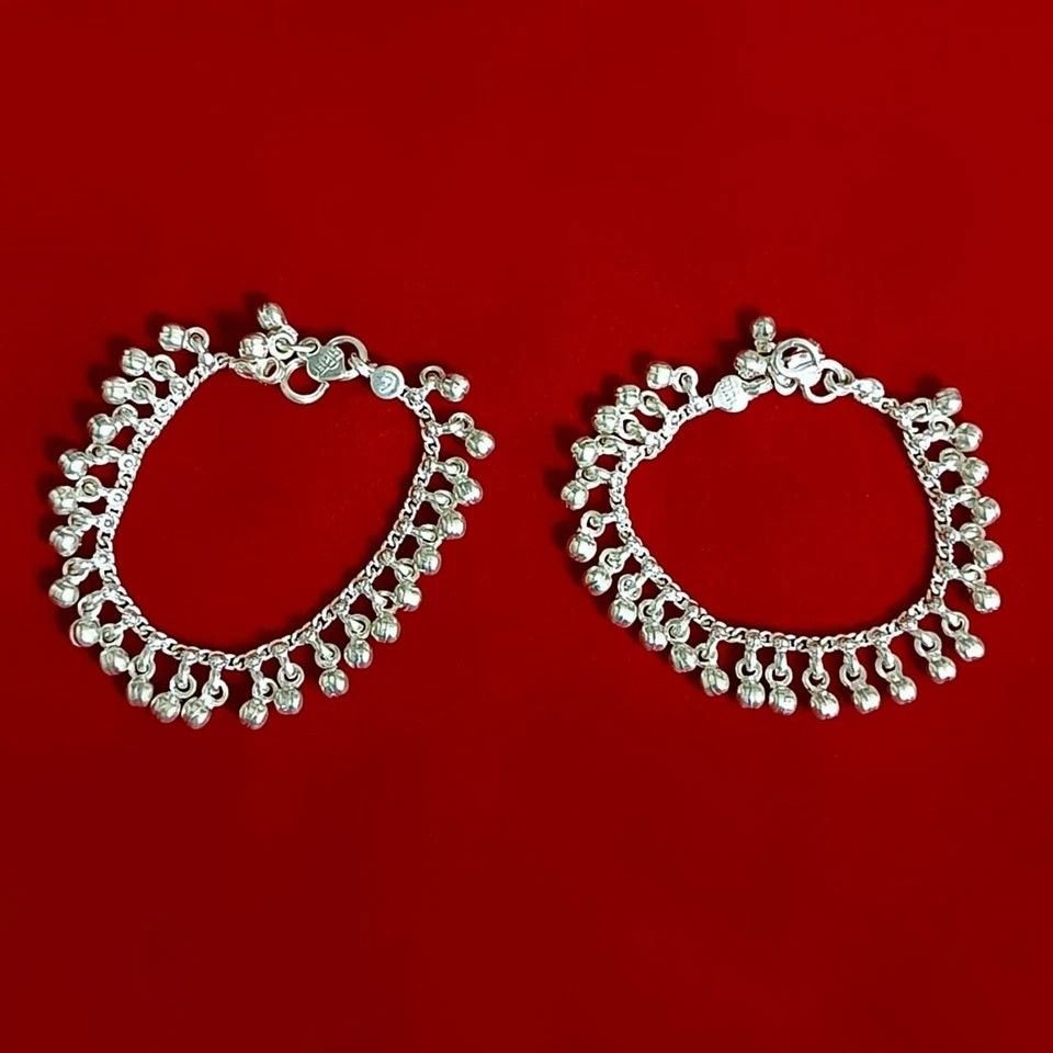 925 Silver Nupur Anklets for Kids with Ghungroo Bells (Set of 2)